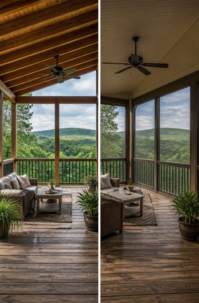 Building a Covered Deck Off the Back of a House: What the Work Actually Involves 7 A covered deck with options for screening or open sides.